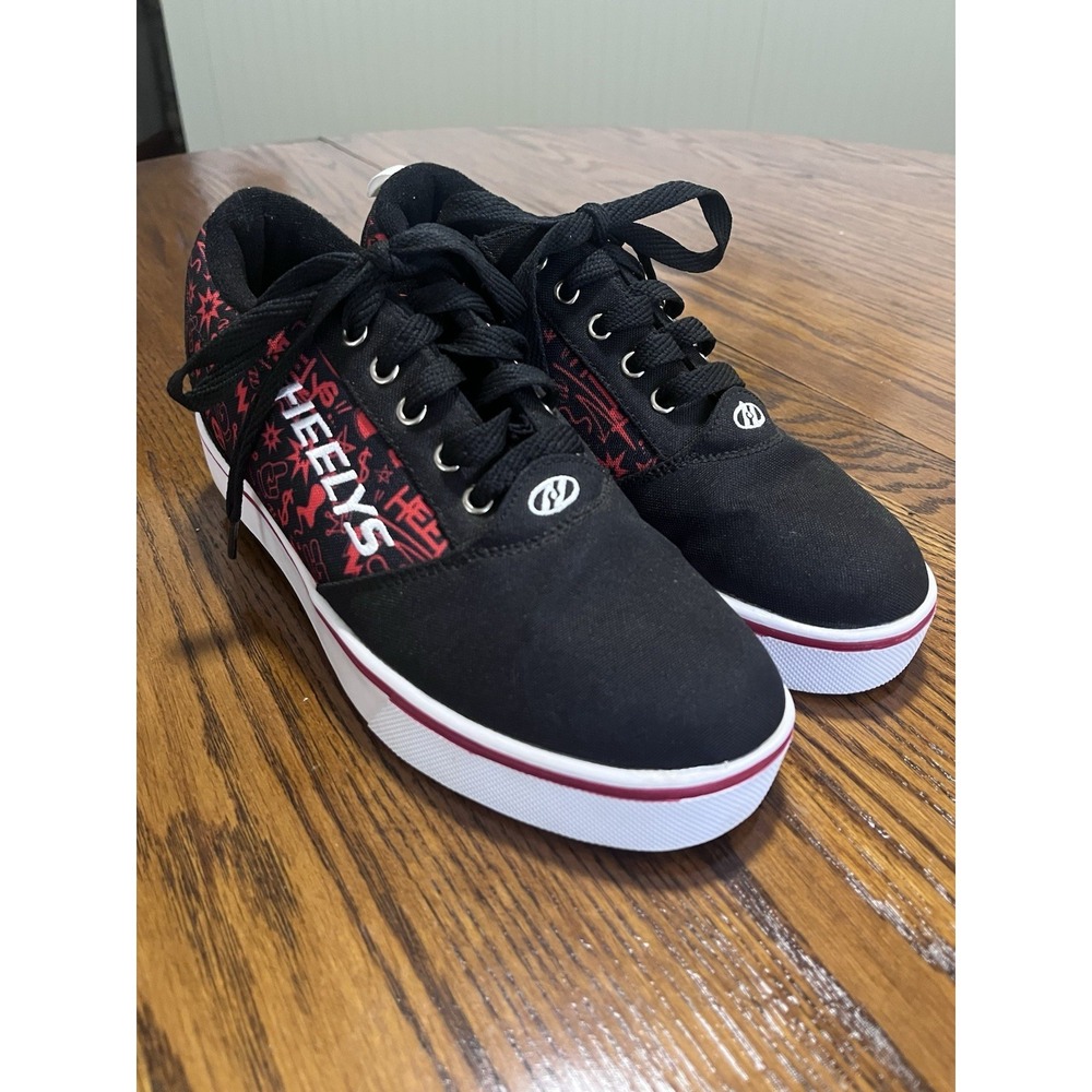 Heelys Skate Tennis Shoe Youth Boys Size 7 Red Black Sneaker W/ Wheel